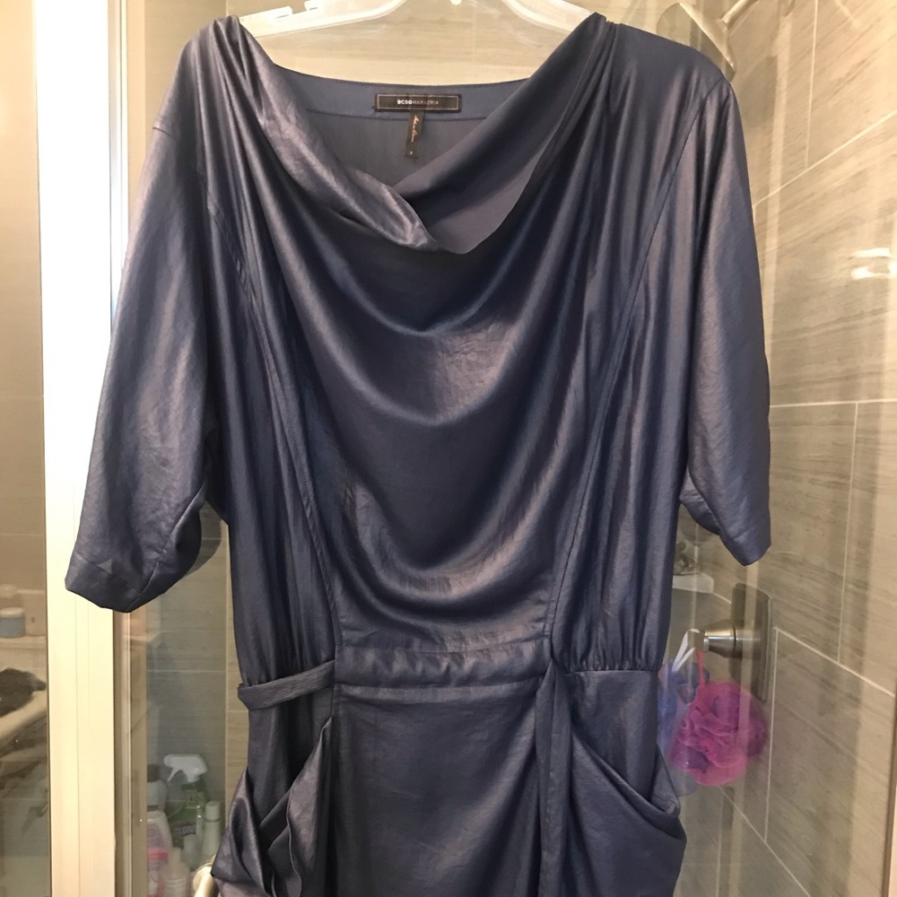 Blue shiny mini dress